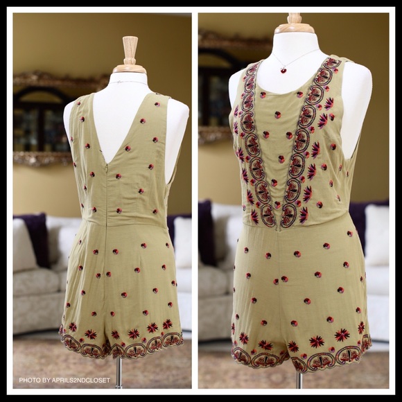 FREE PEOPLE BOHO ROMPER SLEEVELESS PLAYSUIT A2C - Picture 4 of 14